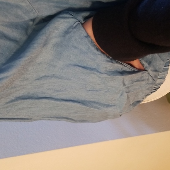 Zara Trafaluc Blue Denim Zipper Jacket W Pockets 3/4 Sleeve - Picture 5 of 9